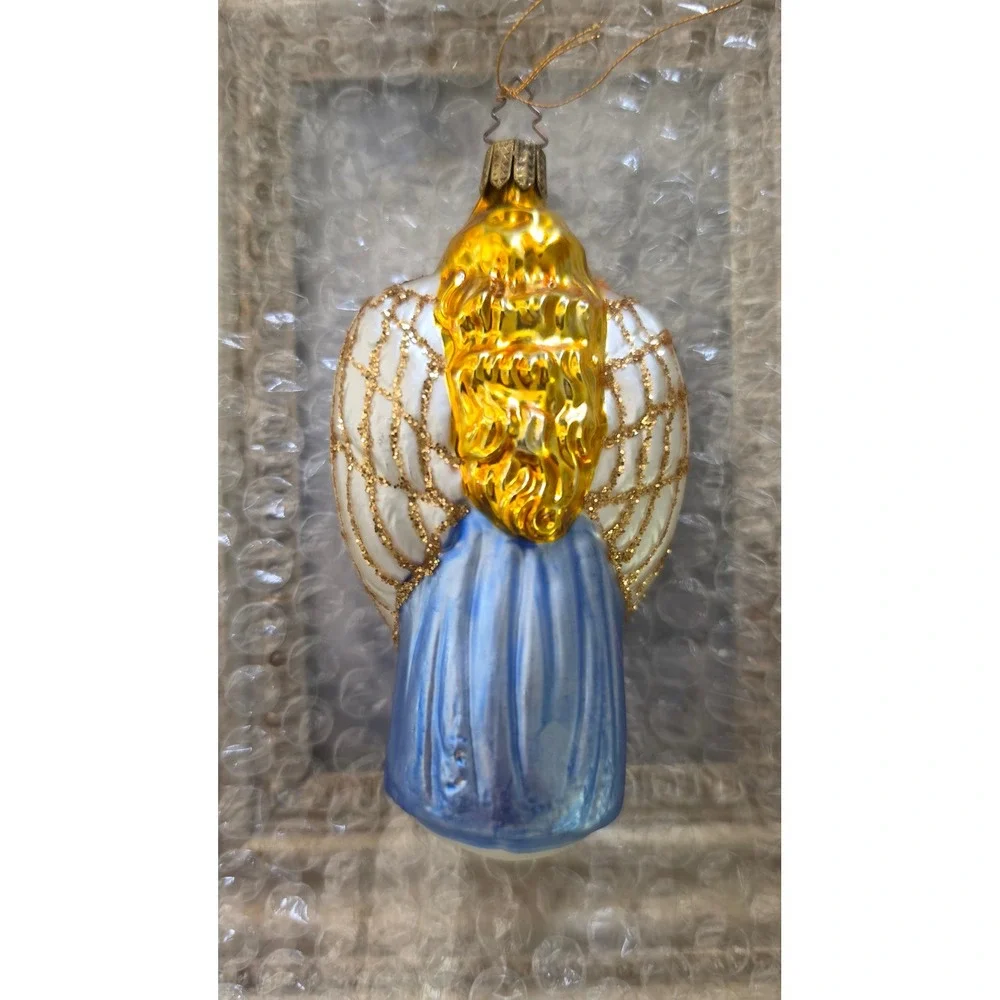 Whitehurst Imports Glass Angel Ornament Hand Painted Germany cottagecore VTG
